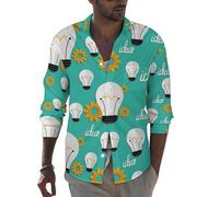 Camicie a maniche lunghe da uomo - Modello a lampadina Gear Slim Fit Button Up Camicia da uomo Abbigliamento casual, Stile, XXL