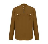 Camicie a maniche lunghe da uomo per adulti, casual, comode, in tinta unita, camicia da lavoro a mezzo bottone con tasche sul petto, camicia sottile e semplice, in cotone e lino, leggera e traspirante