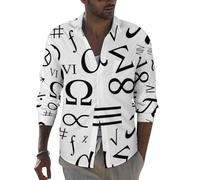 Camicie a maniche lunghe da uomo - Stampa con simboli matematici divertenti slim fit camicia da uomo abbigliamento casual, Stile-34, L