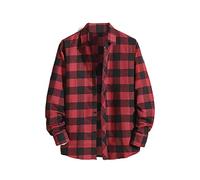 Camicie a Quadri da Uomo a Maniche Lunghe, Camicie Casual con Bottoni, per Sport all'Aperto, Camicia Vintage Classica a Quadri, Giacca Leggera con Revers, a Maniche Lunghe, Top da Lavoro, Comodo da