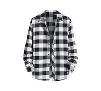 Camicie a Quadri da Uomo a Maniche Lunghe, Camicie Casual con Bottoni, per Sport all'Aperto, Camicia Vintage Classica a Quadri, Giacca Leggera con Revers, a Maniche Lunghe, Top da Lavoro, Comodo da