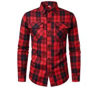 Camicie a quadri da uomo | Camicia a maniche lunghe con revers | Camicia da lavoro a quadri | Camicia stile Lumberjack da uomo in tartan | Camicia slim fit da uomo a maniche lunghe con bottoni |