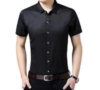 Camicie a quadri sottili da uomo casual a maniche lunghe con risvolto primavera/autunno stile coreano top da lavoro allentati, 1811 Nero, XS