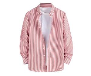 Camicie a righe da uomo vestibilità ampia Overshirt casual a maniche lunghe Camicia intelligente Button Down Camicie coreane alla moda Camicia formale Camicia classica colletto alla coreana Top a