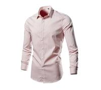 Camicie a righe per uomo Business Casual Camicetta a maniche lunghe Slim Social Dress Shirt Top, 1, 4XL