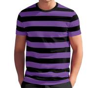 Camicie a righe per uomo, camicia a righe orizzontali, a manica corta, girocollo, maglietta alla moda, top classico, t-shirt basic, camicette, L