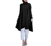 Camicie a tunica da donna, abbigliamento islamico, senza hijab, camicia musulmana con bottoni, elegante camicetta irregolare abito estivo abito lungo Medio Oriente Dubai Turchia arabi abiti musulmani
