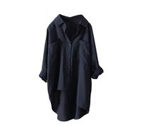 Camicie a tunica da donna in cotone e lino con bottoni, camicetta a maniche lunghe, top da spiaggia, camicetta da donna in mussola leggera e traspirante, maglietta casual alla moda top sciolto per il