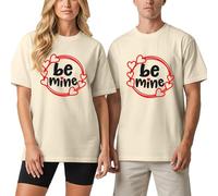 Camicie abbinate per coppie | Be Mine,T-shirt estiva a maniche corte con cuore per San Valentino | per appuntamenti, giallo chiaro, XXL