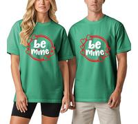 Camicie abbinate per coppie | Be Mine,T-shirt estiva a maniche corte con cuore per San Valentino | per appuntamenti, Verde, XXL
