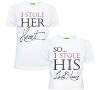 Camicie abbinate per coppie, set per marito e moglie, anniversario, matrimonio, luna di miele, magliette regalo, bianco, uomini X-Large/donne Large