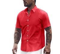 Camicie Casual da Uomo-Camicia Flanella Uomo-Camicie Eleganti da Uomo, Maniche Corte, vestibilità Slim, Casual da Lavoro, per Uomo, con Bottoni Camicia da Elegante