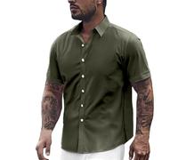 Camicie Casual da Uomo-Camicia Flanella Uomo-Camicie Eleganti da Uomo, Maniche Corte, vestibilità Slim, Casual da Lavoro, per Uomo, con Bottoni Camicia da Elegante