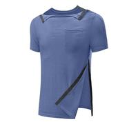 Camicie chirurgiche post spalla da uomo Recupero Tear Away Manica Corta Full Open Side Snap Access Abbigliamento chemio Versatile Track Top T-shirt tinta unita Comoda camicetta leggera con tasca XXL,