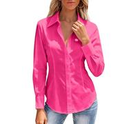 Camicie con bottoni per le donne Camicia a maniche lunghe senza pieghe con colletto camicetta da lavoro Business Office Solid Corsetto Top