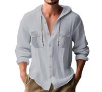Camicie con cappuccio da uomo estive leggere a maniche lunghe casual magliette casual alla moda felpe con cappuccio atletiche camicie button down camicie vestibilità regolare top sportivi con