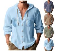 Camicie con cappuccio da uomo estive leggere a maniche lunghe casual magliette casual alla moda felpe con cappuccio atletiche camicie button down camicie vestibilità regolare top sportivi con