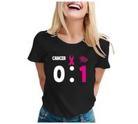 Camicie Contro Il Cancro al Seno per Le Donne Nastro Consapevolezza del Cancro al Seno Maglietta Manica Corta Autunno t-Shirt Maglietta, Le Noir, XL