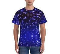 Camicie da allenamento con stampa a stelle luminose per uomo a maniche corte Athletic Active Tops T-shirt girocollo per la corsa, Nero , L