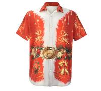 Camicie da bowling hawaiane da uomo camicie natalizie da uomo stampate abbottonatura Babbo Natale casual vestibilità regolare leggera top da donna camicette, C, L