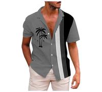 Camicie da Bowling retrò da Uomo Anni '50 Stile Rockabilly Top Estivo Stile Cubano Camicia da Campeggio con Tasca da Uomo Hawaiana Camicie estive Corta Stampata vestibilità Bottone Hawaiian Camicia