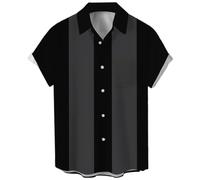 Camicie da bowling vintage da uomo anni '50 casual a maniche corte abbottonatura camicia a contrasto estate blocchi di colore camicie cubane