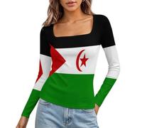 Camicie Da Donna A Maniche Lunghe Casual Bandiera Sahara Occidentale