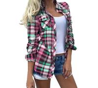 Camicie da donna a maniche lunghe con motivo a scacchi da donna alla moda con risvolto digitale scozzese stampato multicolore tasca a maniche lunghe con bottoni cardigan camicetta top 2025 camicie a