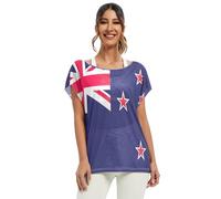 Camicie da donna con maniche a pipistrello con bandiera del Mali e spalle scoperte, top da donna per appuntamenti, Bandiera della Nuova Zelanda, L