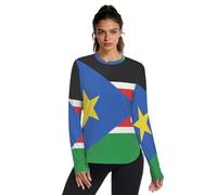 Camicie da donna con protezione solare UPF50+, UV, ad asciugatura rapida, leggere, a maniche lunghe, atletica, escursionismo, viaggi, Bandiera nazionale del Sud Sudan, XS