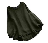 Camicie Da Donna In Cotone Di Lino Estive Casual Primavera Blusa Girocollo Scollo Comodo Leggero Elegante Maglietta Tinta Unita Traspirante Ufficio Maglia Tees Lavoro Vintage Classica Camicetta