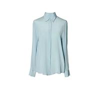 Camicie da donna in seta 100% vera seta tinta unita a maniche lunghe camicette a bottone 2022 Primavera Estate Ufficio Lady Top Sky Blue M
