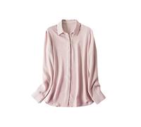 Camicie da donna in seta 100% vera seta tinta unita a maniche lunghe camicette a bottone 2022 Primavera Estate Ufficio Lady Top Rosa XL