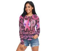 Camicie da donna vedere attraverso top, maglia O collo vedere attraverso camicie S, Nastro leopardato per la consapevolezza del cancro al seno speranza, XL