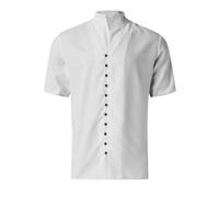 Camicie da golf da uomo UK Camicia bianca a maniche corte 2025 da uomo per vacanze per il tempo libero allentato colletto con bottoni a tinta unita Top a maniche corte Top da golf da, bianco, XL