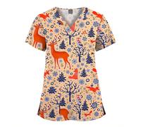 Camicie da infermiera con stampe natalizie, camicie a maniche corte per uniformi da sala operatoria, uniformi per dentisti e infermiere, accessori per infermiere L,M,S,XL,XXLTradizione popolareTessuto