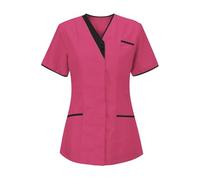 Camicie da infermiera da donna UK con scollo a V a maniche corte con tasche leggere estive casual vestibilità ampia uniforme da infermiera tunica top abbigliamento da lavoro taglie forti