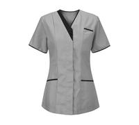 Camicie da Infermiera per Donne UK con Scollo a V Maniche Corte Bluse Lunghe con Tasche Leggere Uniformi da Infermiera Estive Casual Vestibilità Sciolta Top da Lavoro Taglie Forti Saldi I Miei Ordini