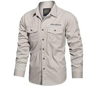 Camicie da lavoro semplici in cotone tinta unita da uomo - Camicie a maniche lunghe con bottoni, camicie da esterno, giacca a due tasche, camicie tattiche militari in tinta unita, top regular fit,