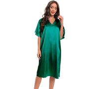 Camicie da Notte da Donna Camicia da Notte in Raso di Seta - Casual Girocollo Pullover Indumenti da Notte Camicia da Notte Verde di Media Lunghezza Negligees Camicie da Notte, Moda, As Shown, XL