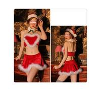 Camicie da notte da donna sexy Costume natalizio Intimo Party Sweetheart Miss Santa Dress Babydoll Gonna a forma di cuore(M 50-65kg)