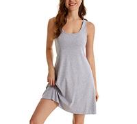 Camicie da Notte Donna Cotone Pigiama Estivo Donna Estate Pigiama Taglie Forti Camicia da Notte Senza Maniche Camicia da Notte Solida Abito Sleepwear (6#,M)
