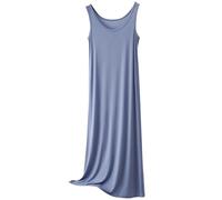 Camicie da notte lunghe per le donne nel Regno Unito, camicia da notte a canotta da donna, vestibilità larga, senza maniche, camicia da notte in cotone con scollo a U, camicia da notte taglie forti