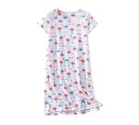 Camicie da notte per le donne a maniche corte - Camicie da notte in cotone per le donne Uk Short - Nightie Sleepwear Stampa floreale Estate Loungwear Sleepwear Camicia da notte Homewear Vestibilità
