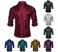 Camicie da smoking formali da uomo a maniche lunghe vestibilità regolare camicie occidentali ricamate a maniche lunghe da uomo camicia da sposa elegante elegante top su misura in jacquard cachemire
