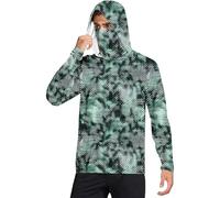 Camicie da sole con cappuccio da uomo con maschera, leggere, a maniche lunghe, da pesca, con protezione UPF 50, felpe con cappuccio rinfrescanti, magliette da trekking, Verde #4, XXL