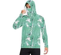 Camicie da sole con cappuccio da uomo con maschera, leggere, a maniche lunghe, da pesca, con protezione UPF 50, felpe con cappuccio rinfrescanti, magliette da trekking, Verde #2., XL