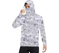 Camicie da sole con cappuccio da uomo con maschera, leggere, a maniche lunghe, da pesca, con protezione UPF 50, felpe con cappuccio rinfrescanti, magliette da trekking, Colore: bianco., XL