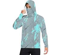 Camicie da sole con cappuccio da uomo con maschera, leggere, a maniche lunghe, da pesca, con protezione UPF 50, felpe con cappuccio rinfrescanti, magliette da trekking, Grigio #2., XL