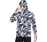 Camicie da sole con cappuccio da uomo con maschera, leggere, a maniche lunghe, da pesca, con protezione UPF 50, felpe con cappuccio rinfrescanti, magliette da trekking, Grigio scuro #1., XL